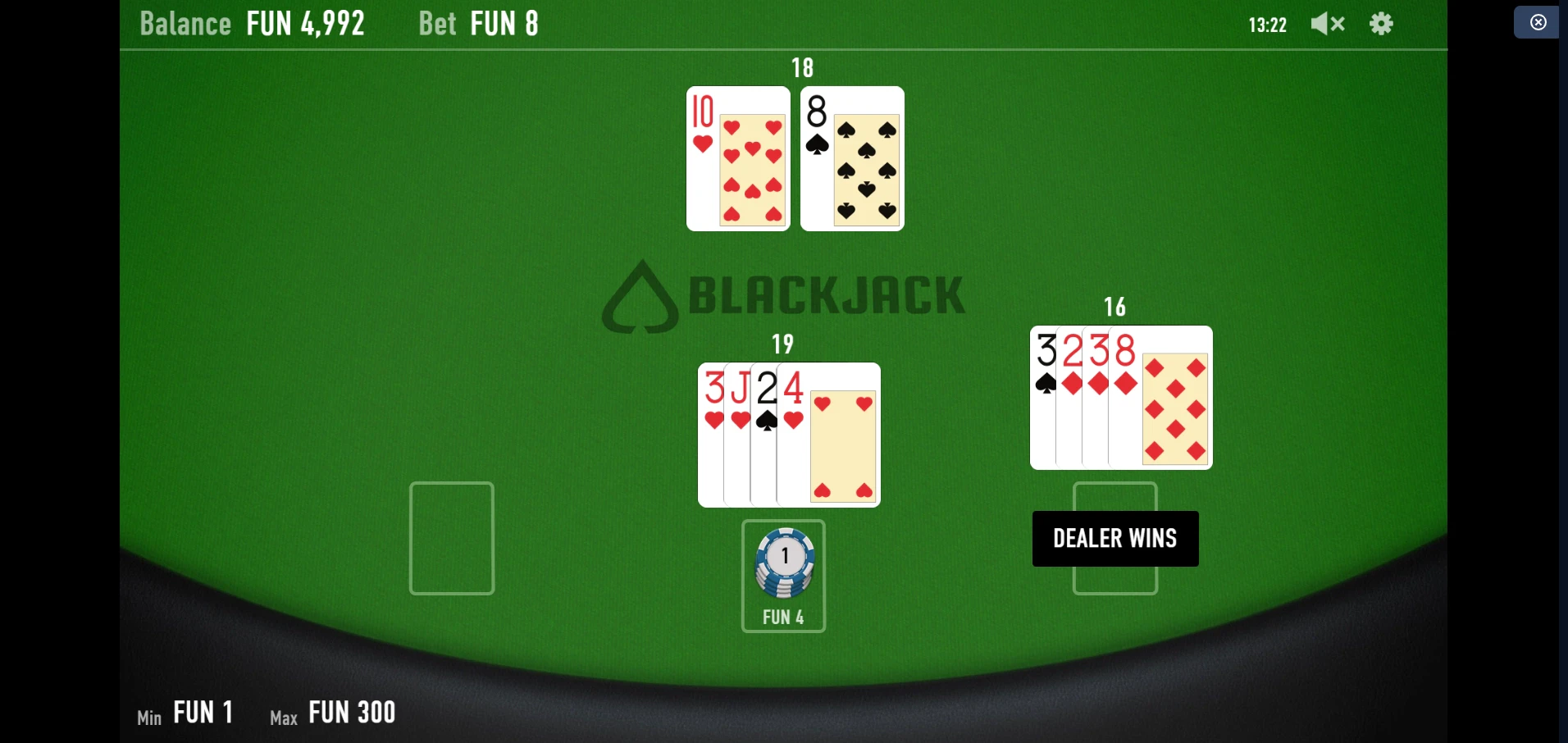 The Blackjack Neo table game developed by the software provider Relax Gaming