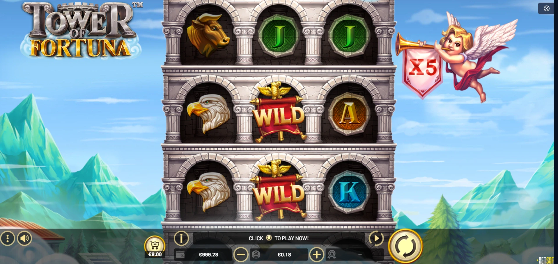 The Tower of Fortuna slot machine developed by the software provider Betsoft