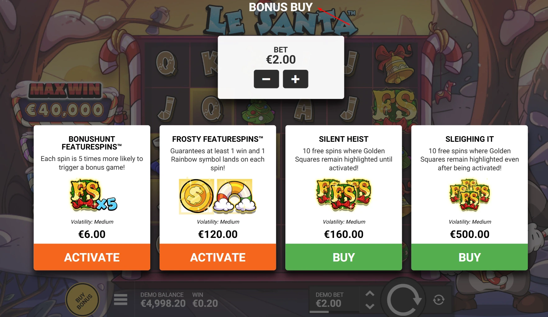 Le Santa Bonus Buy Feature