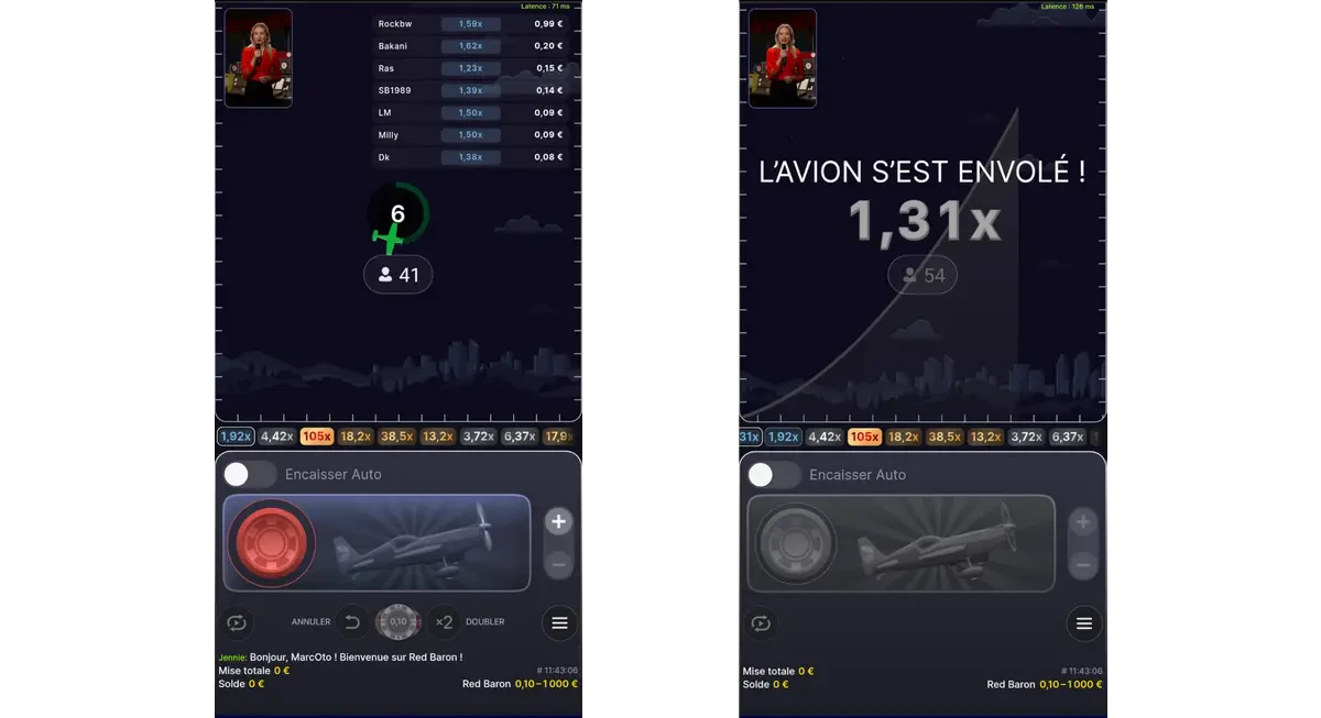 red baron live evolution sur mobile