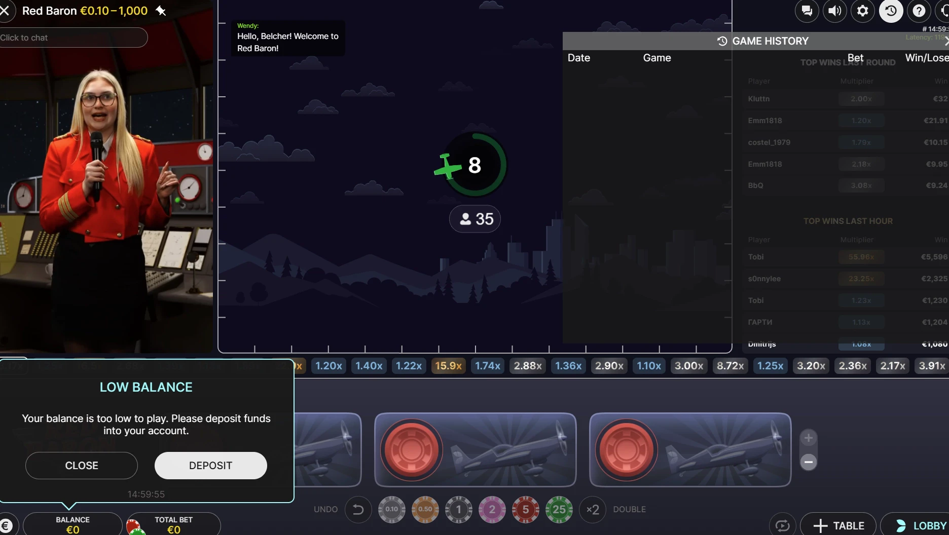 Red Baron Live Statistics