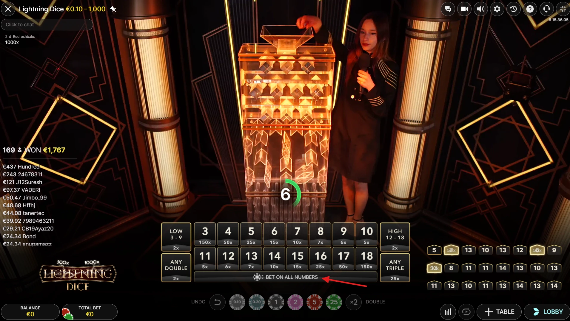 Lightning Dice - Bet On All Button