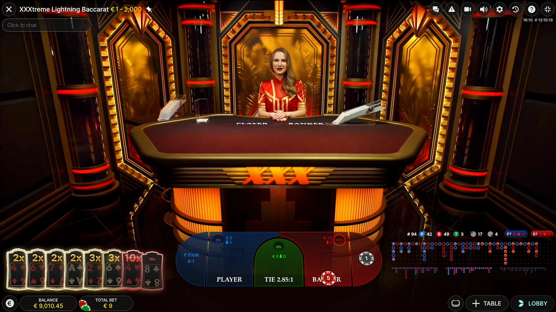 XXXtreme Lightning Baccarat - Evolution Gaming