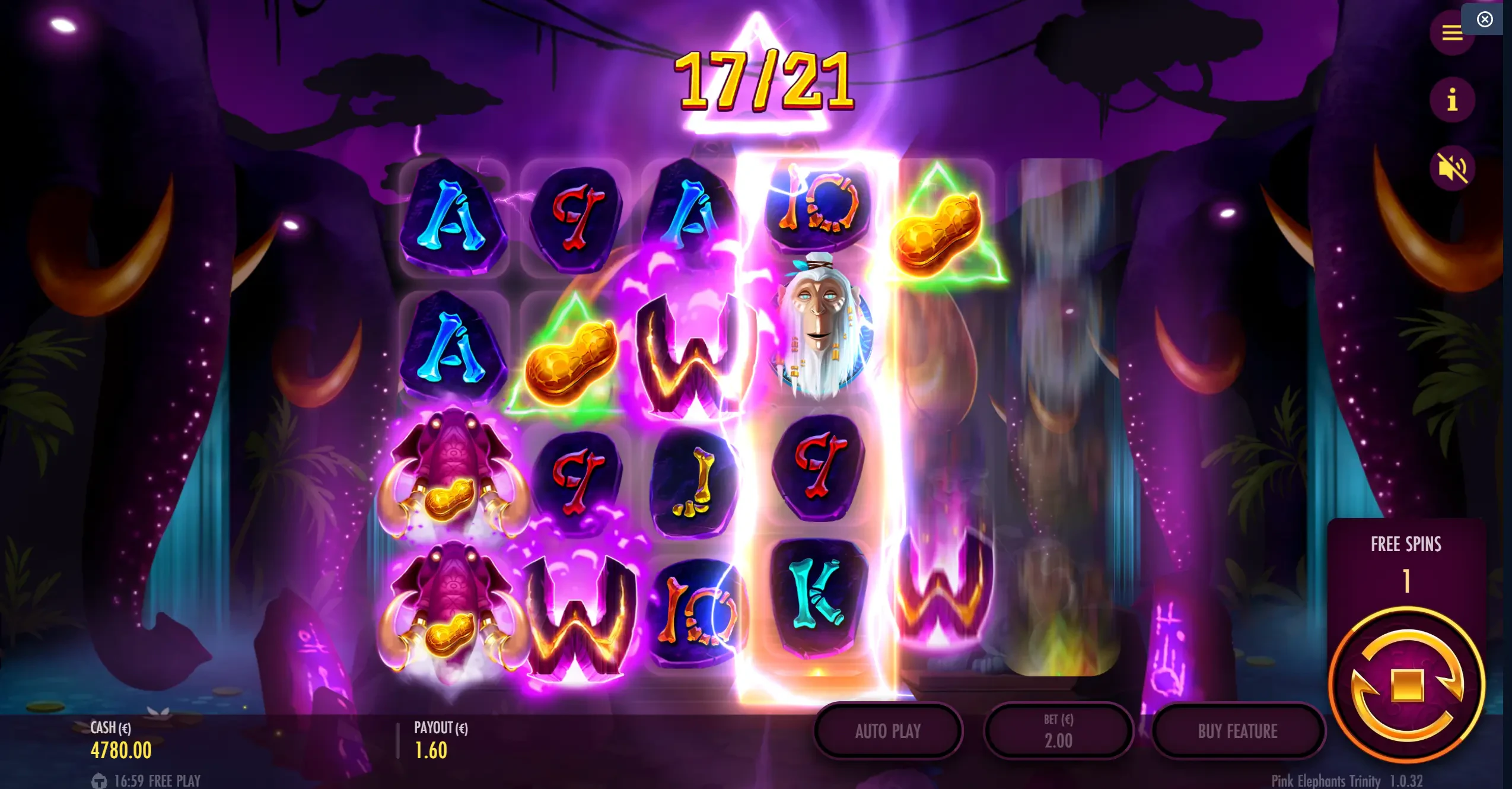 Tela com as bobinas coletando os símbolos scatters