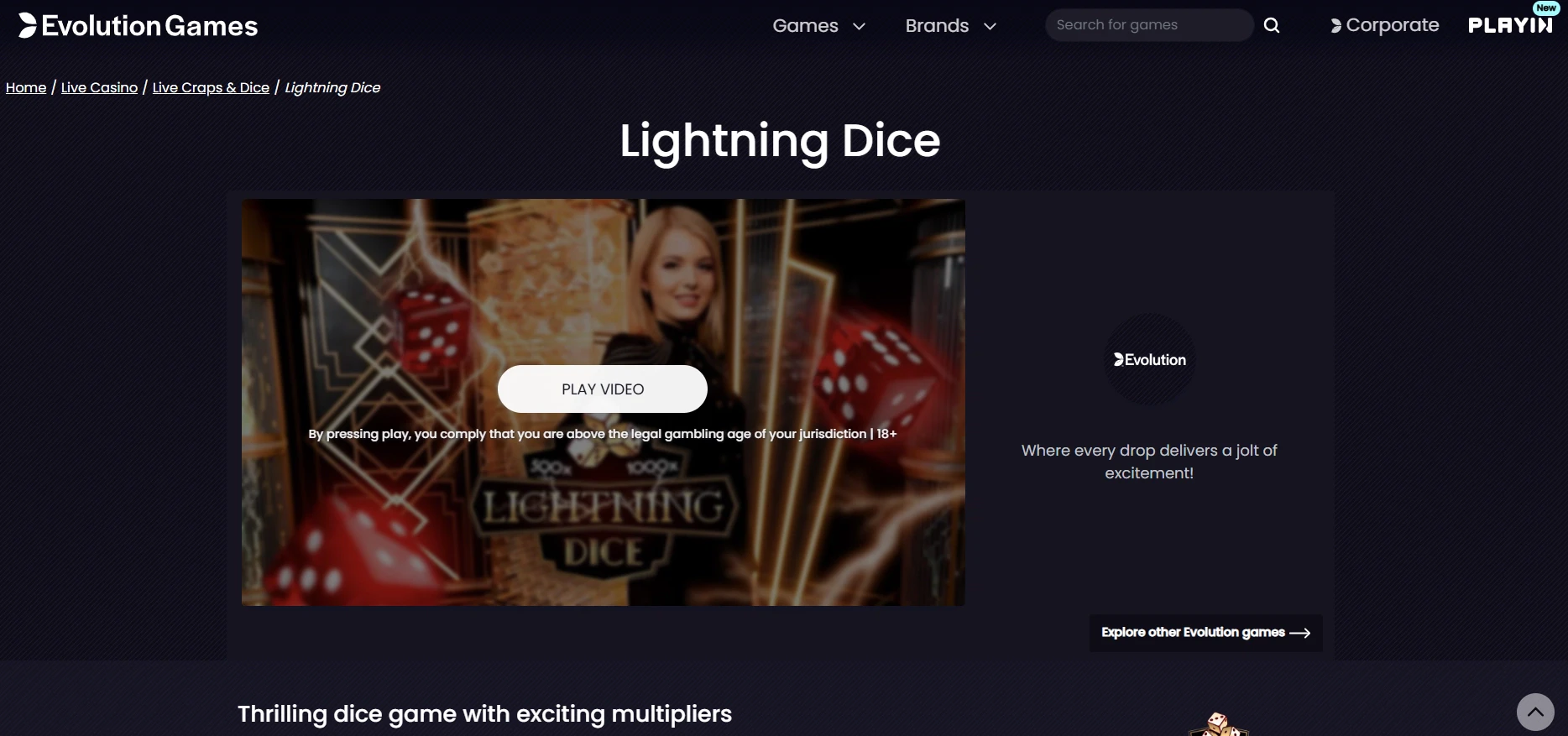 Evolution Gaming - Lightning Dice