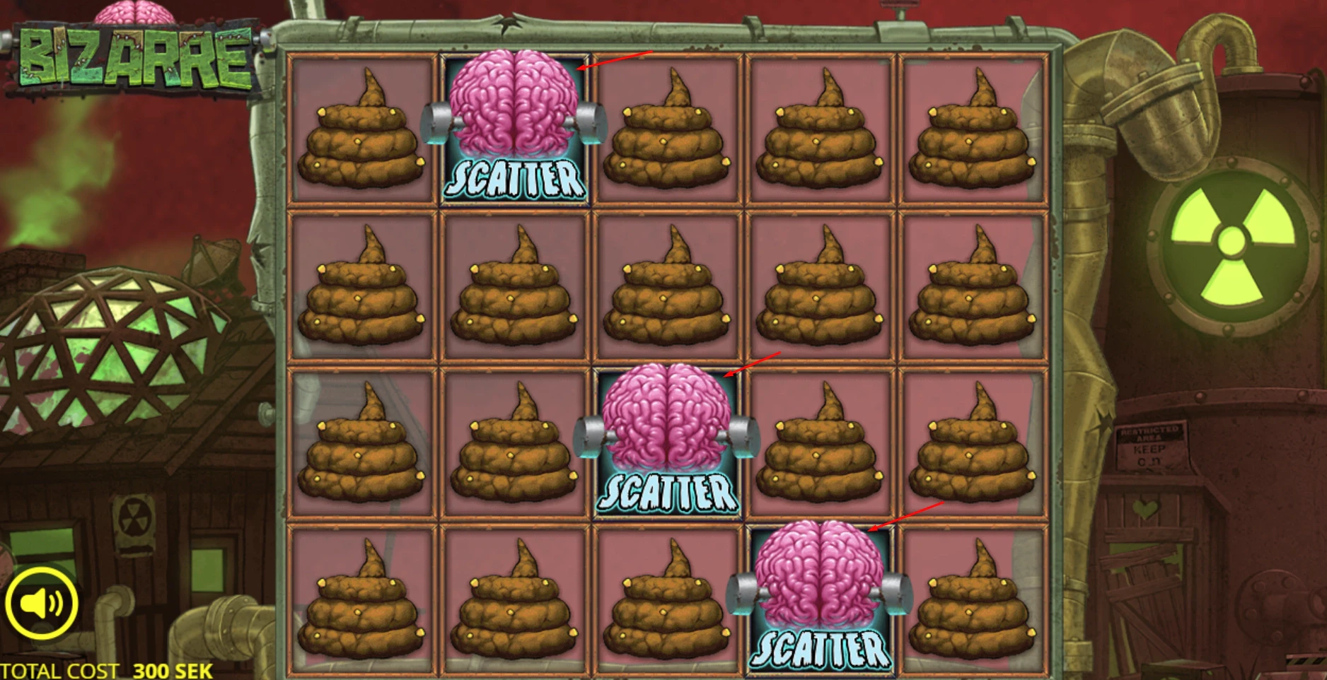 Scatter brain symbols in the Bizarre slot machine by Nolimit City