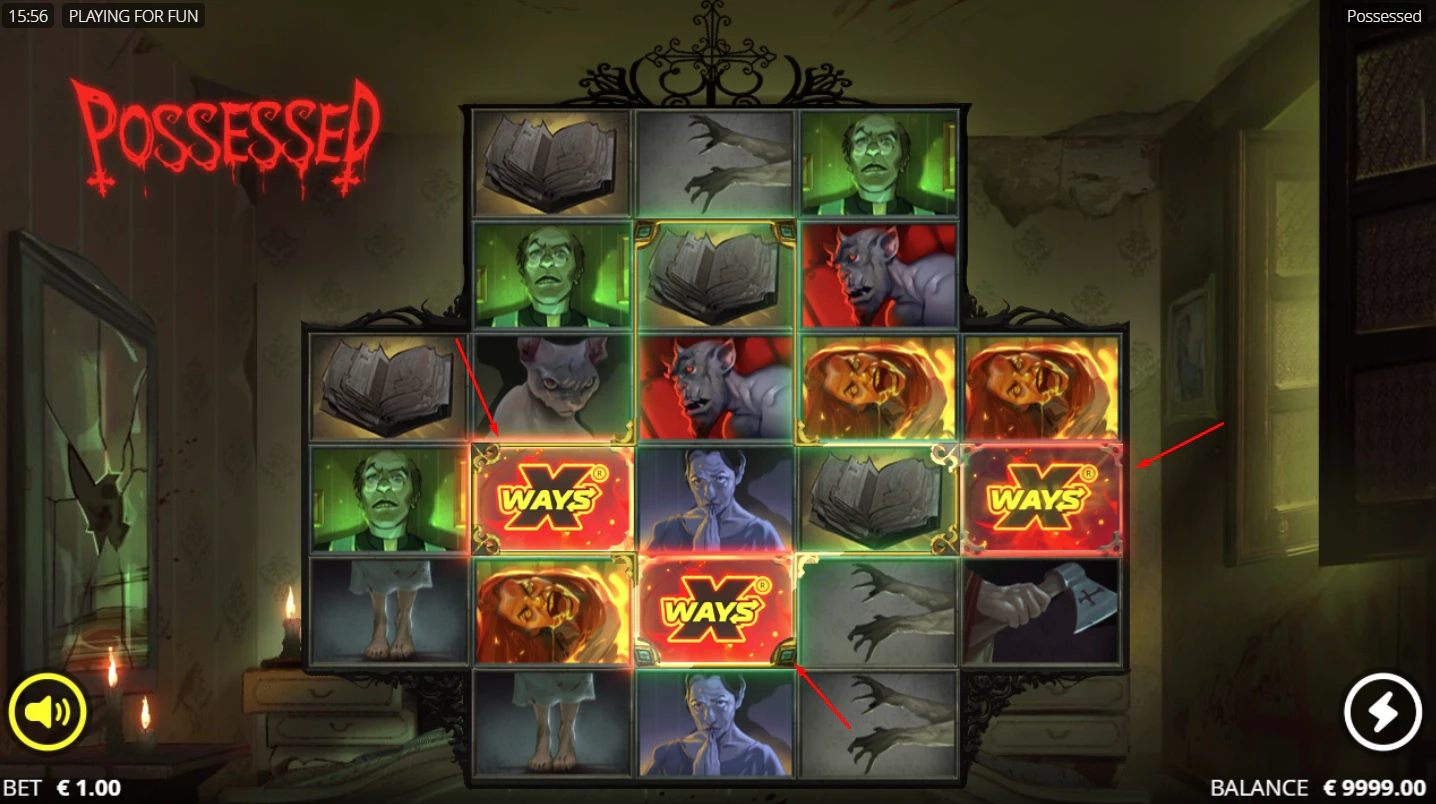 The xWays mechanic and special feature symbols of the Possessed slot machine