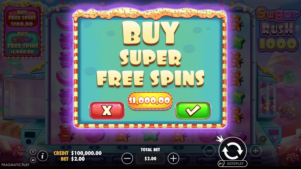 Buy Super Bonus Free Spins in Pragmatic Play's Sugar Rush 1000