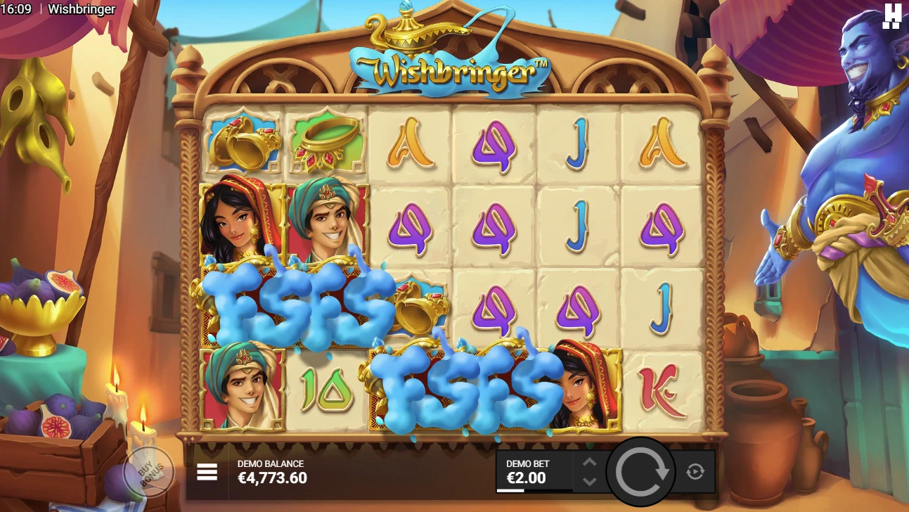 Free Spin Symbols unlock the Free Spins Bonus Mode in Wishbringer