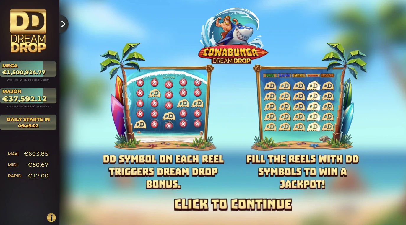 Basic Information of Cowabunga Dream Drop slot by Relax Gaming