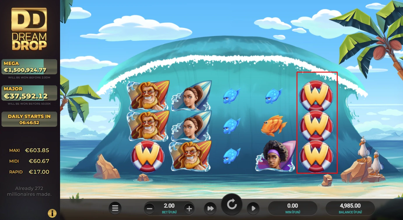 Feature Symbols in Cowabunga Dream Drop slot by Relax Gaming