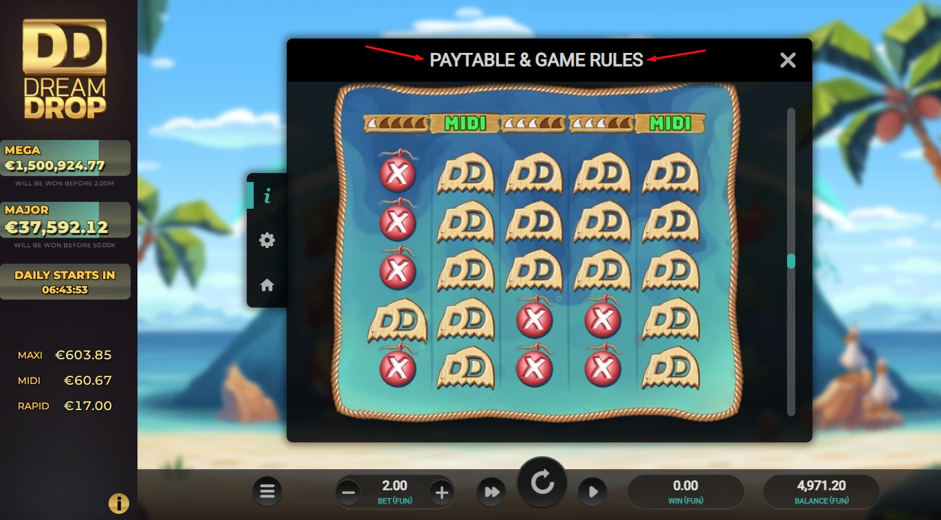 Game Rules in Cowabunga Dream Drop slot by Relax Gaming