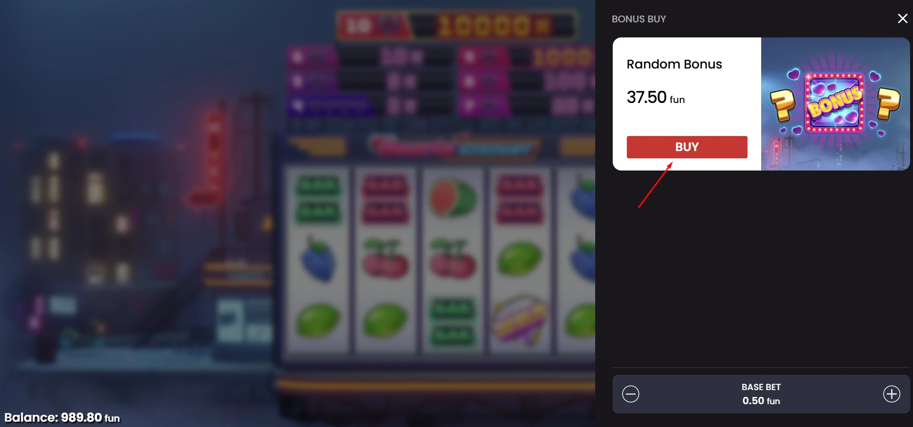 Bonus Buy Option in the Hearts Highway slot by Push Gaming