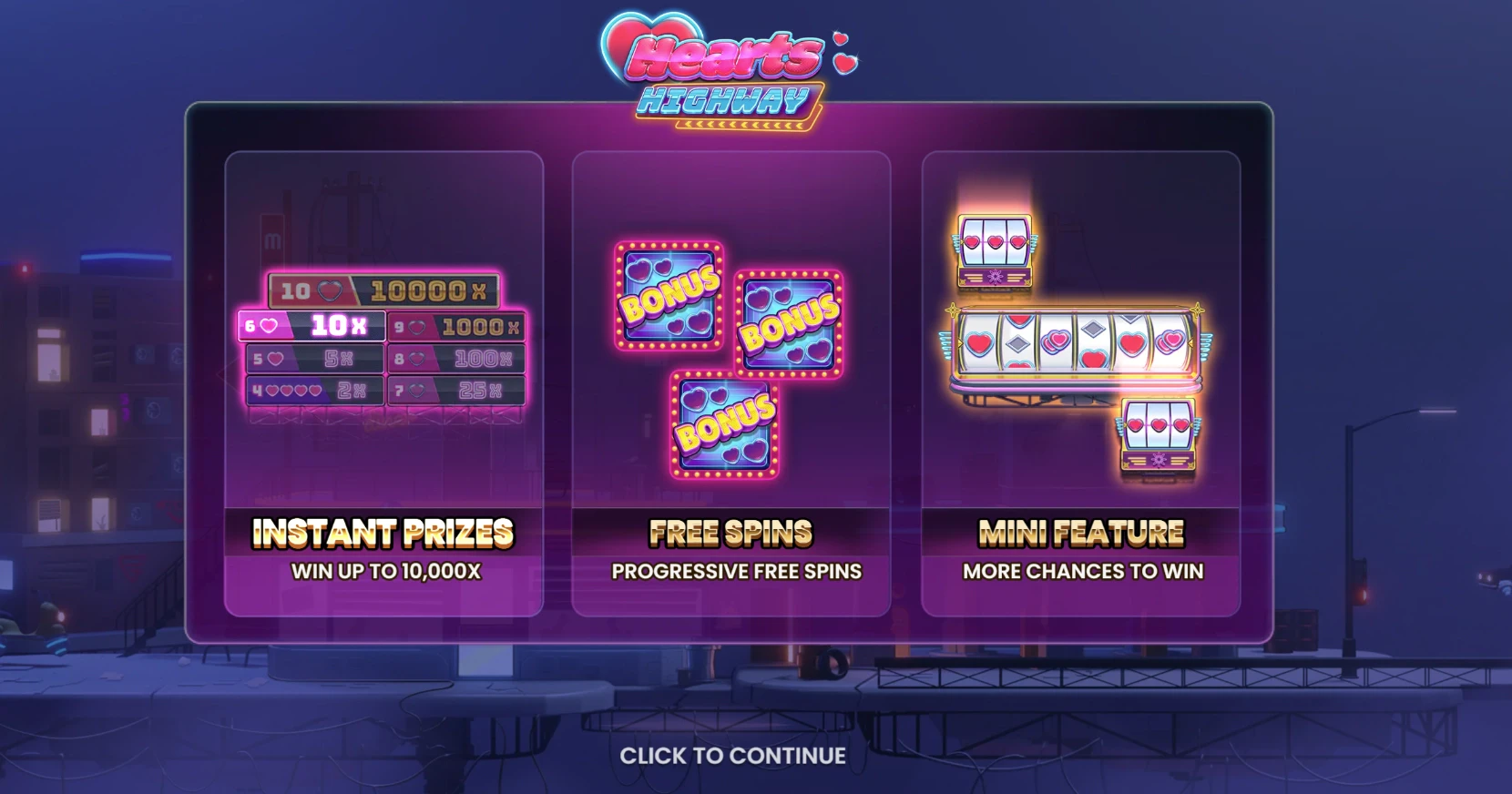 Basic Information in the Hearts Highway slot by Push Gaming