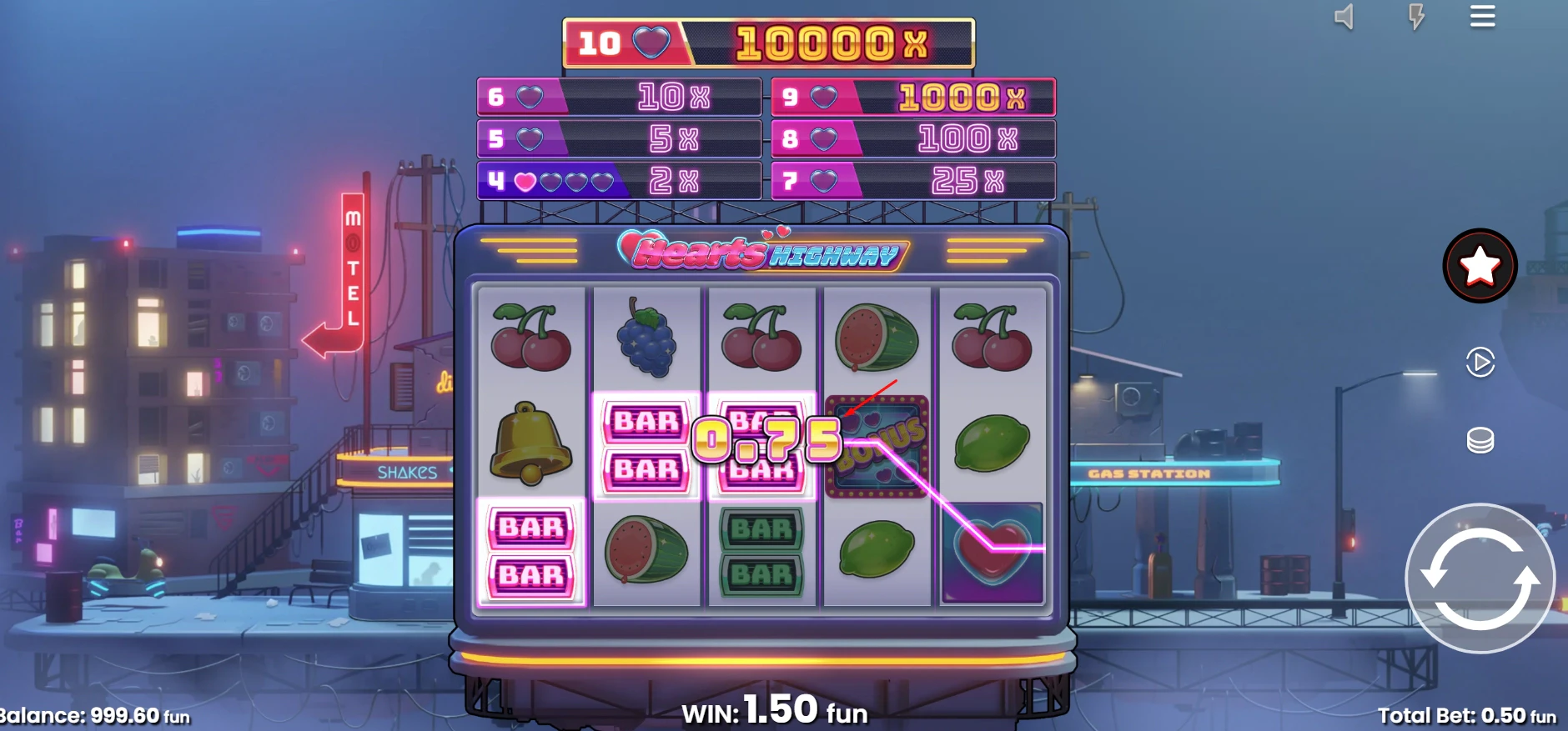 Demo Mode in the Hearts Highway slot by Push Gaming
