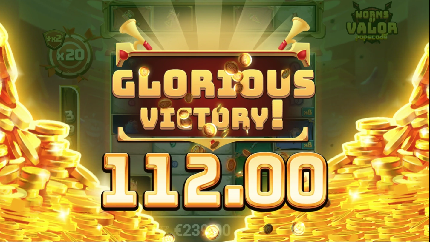 Big Win in the Worms of Valor slot by AvatarUX