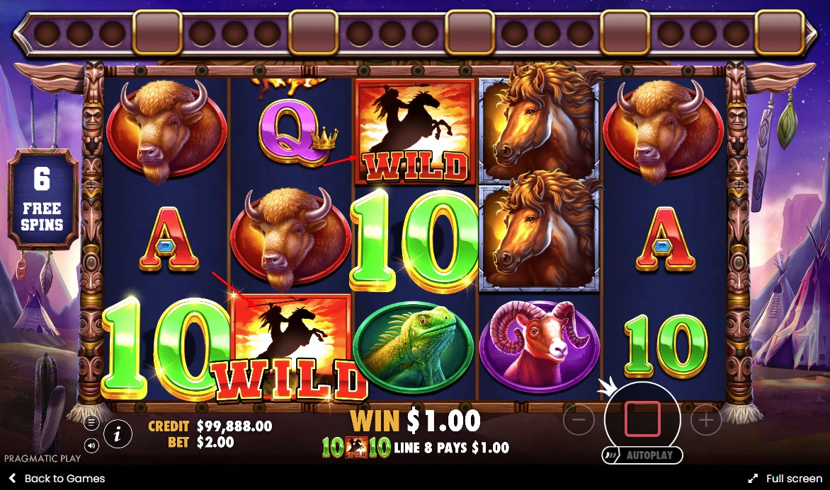 Feature Symbols in the Mustang Trail slot by Pragmatic Play