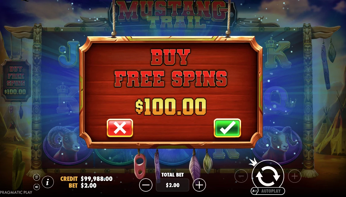 Bonus Buy Feature in the Mustang Trail slot by Pragmatic Play