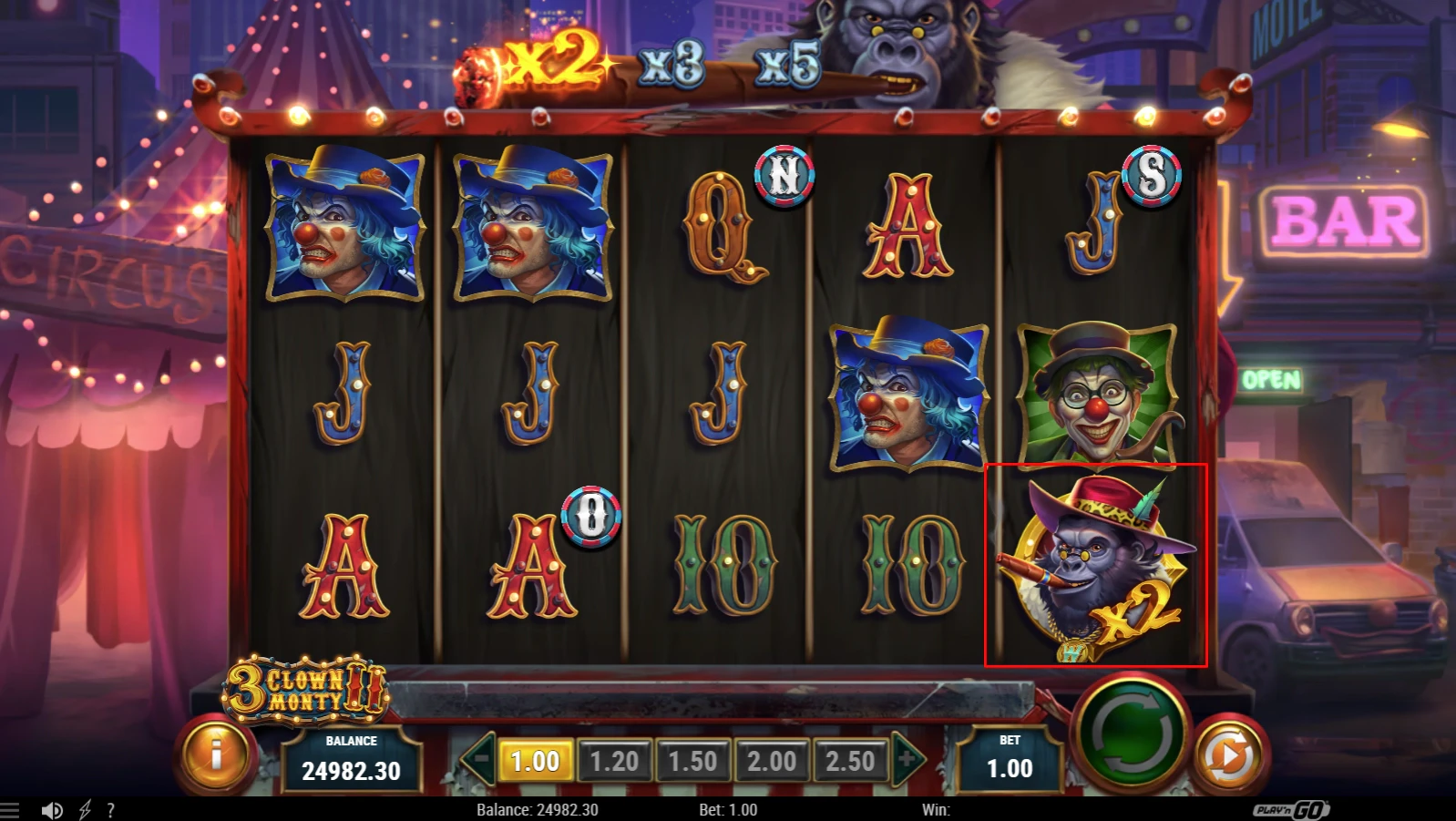 Feature Symbols of 3 Clown Monty II slot by Play'n GO