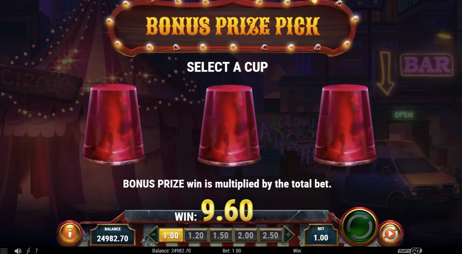 Bonus Prize Pick in 3 Clown Monty II slot by Play'n GO