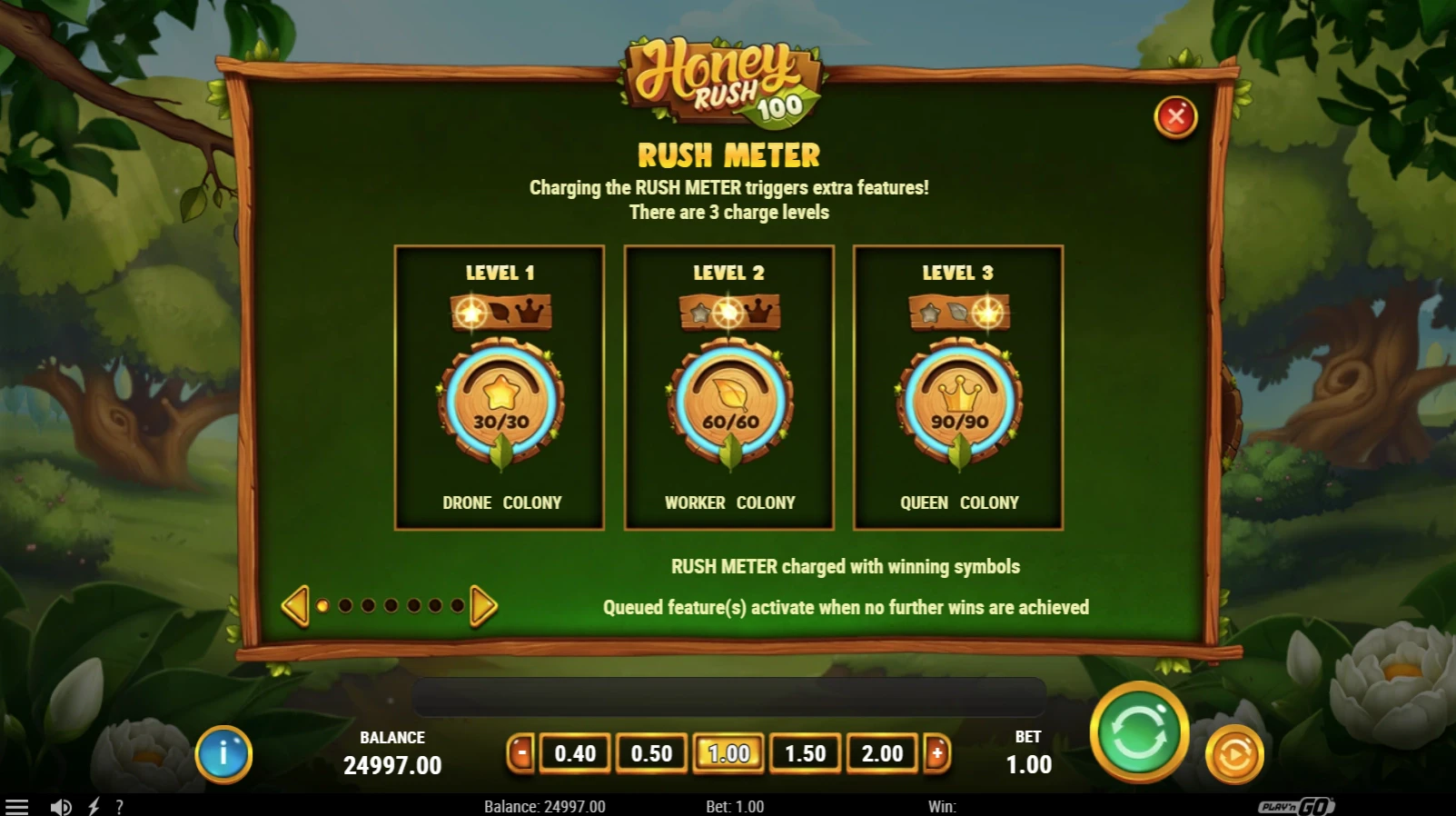 Rush Meter in the Honey Rush 100 slot by Play'n GO
