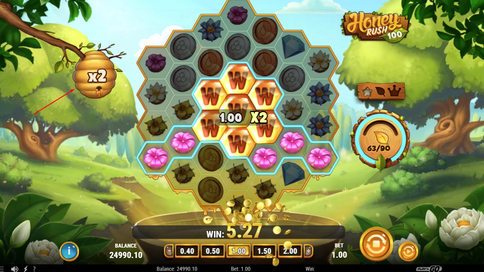 Game Mechanics in the Honey Rush 100 slot by Play'n GO