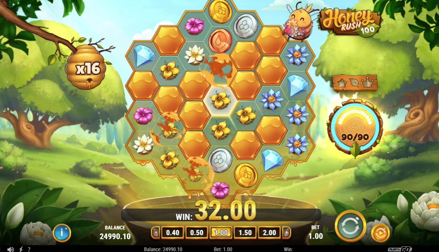 Feature Symbols in the Honey Rush 100 slot by Play'n GO