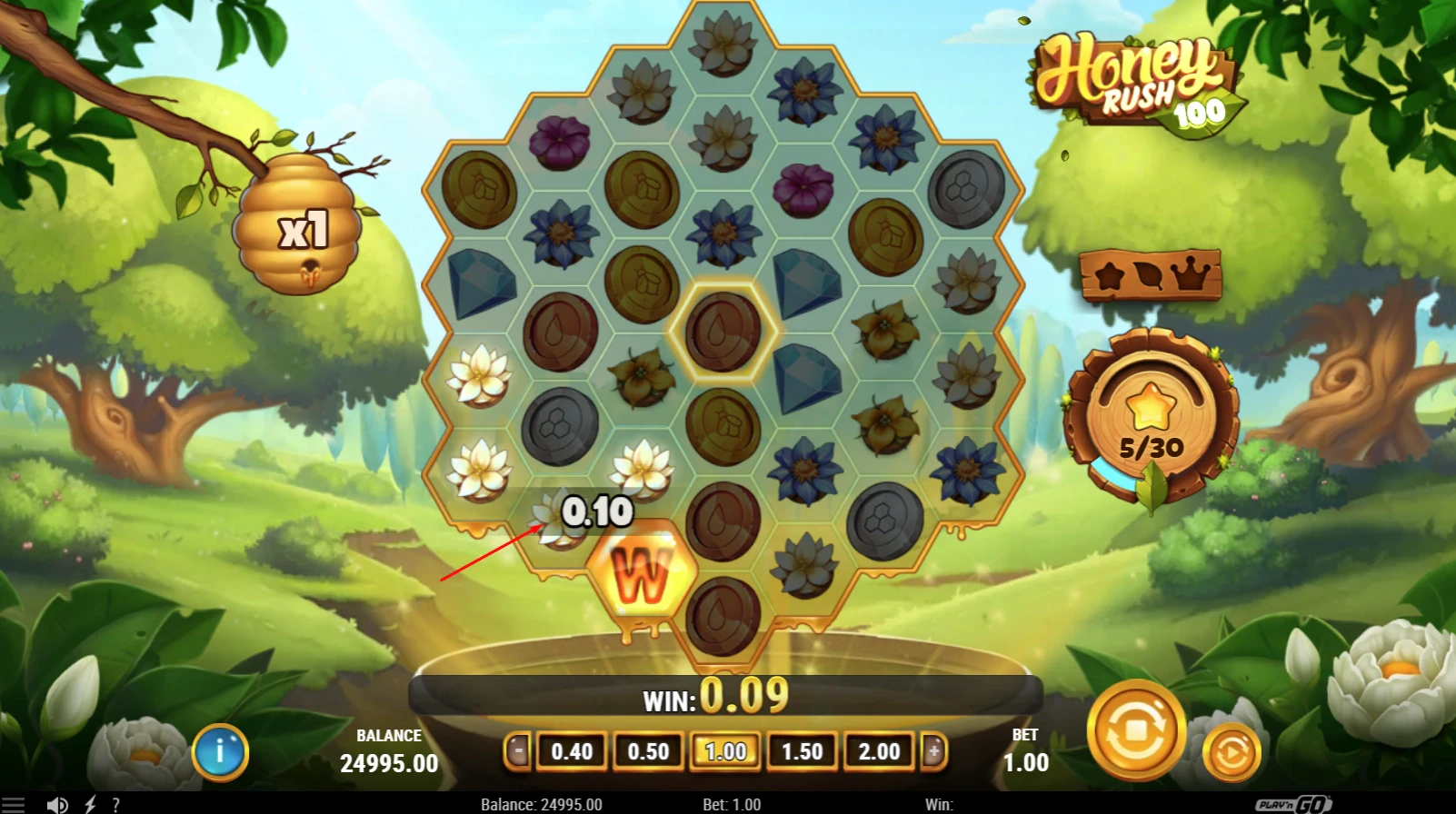 Demo Mode of the Honey Rush 100 slot by Play'n GO