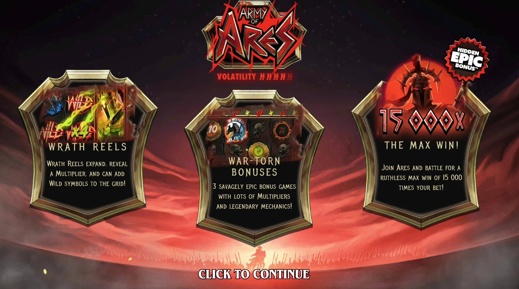 Basic Information in the Army of Ares slot by Hacksaw Gaming