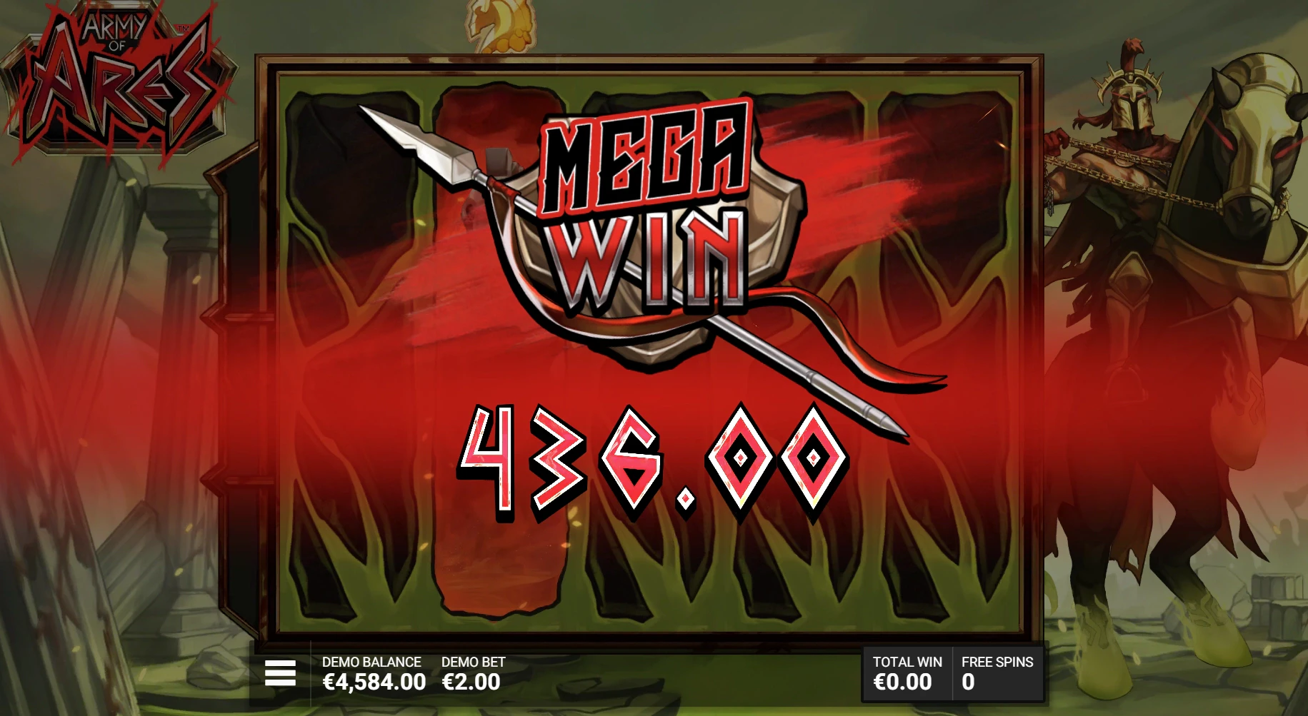 Trigger a Mega Win in the Army of Ares slot