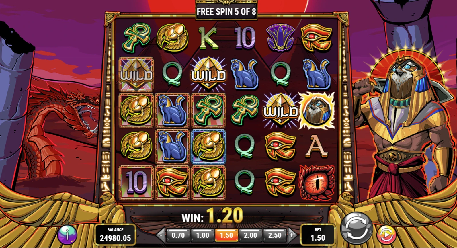 Diving Red Eclipse in the Ra's Reckoning slot by Play'n GO