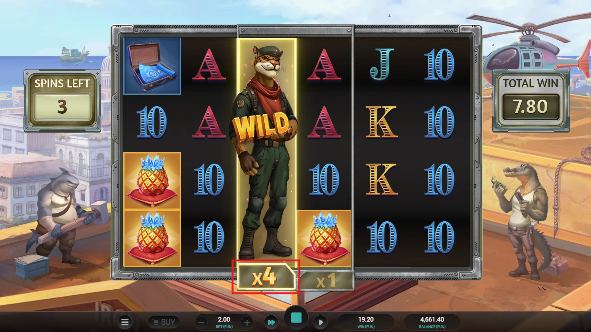 Expanding Wilds Free Spins Round with a 4x Wild Multiplier