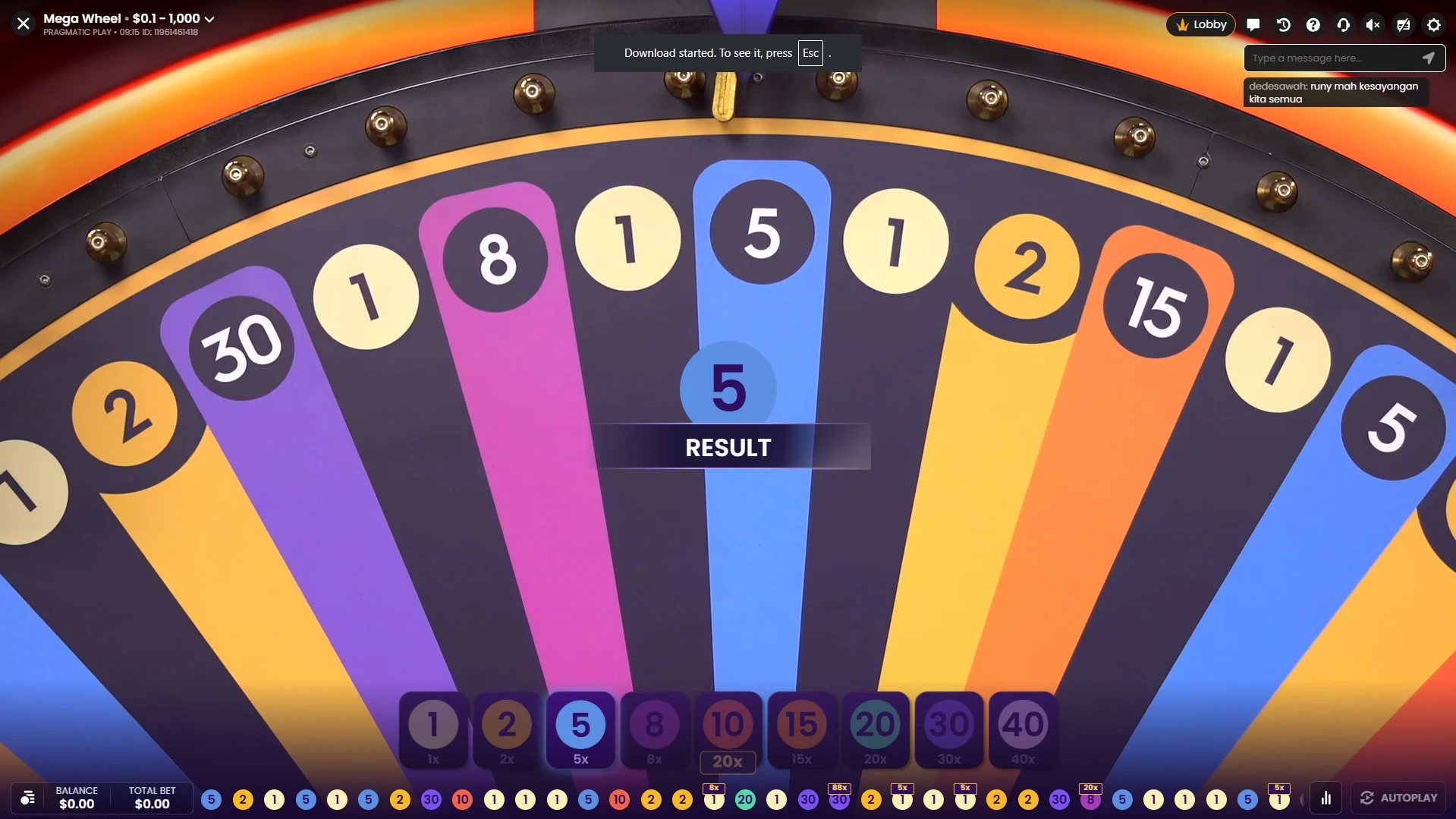Mega Wheel Live | Casino game by Pragmatic Play